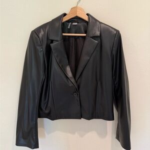 H&M Black Faux Leather Blazer